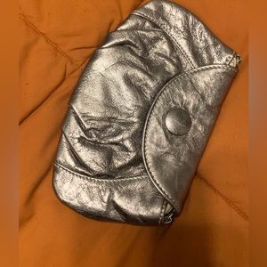 Womens Silver wallet pouch makeup bag purse super cute great condition